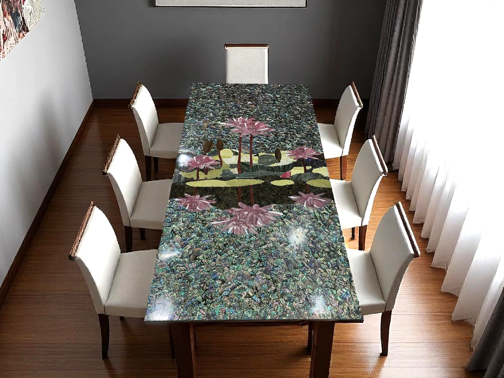 Abalone Shell Stone Rectangle Table Top – Elegant Statement Furniture